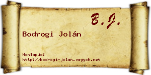 Bodrogi Jolán névjegykártya