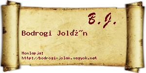 Bodrogi Jolán névjegykártya
