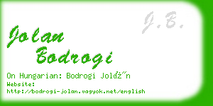 jolan bodrogi business card